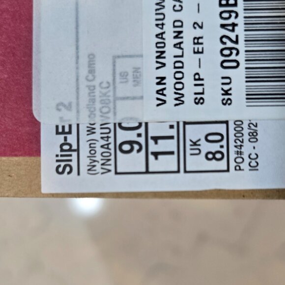 VANS Slip-Er 2 Mens Size 9 Camo Black Green White Brown VN0A4UWO8KC NEW - Picture 7 of 9